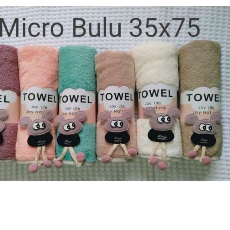 Handuk Mandi Microfiber Bulu Motif 35x75cm/ Handuk Mandi Anak/ Handuk Keramas/ Handuk Muka