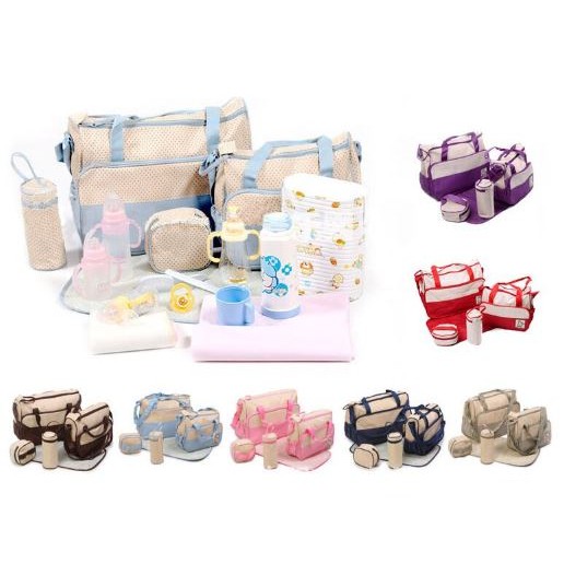 DIAPER BAG IMPOR TAS PERLENGKAPAN BAYI  TRAVELING BAG 5 IN 1 MULTIFUNGSI