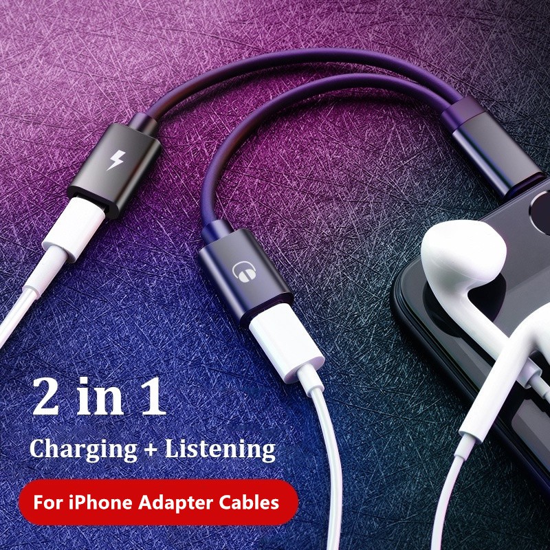 2 In 1 Adapter Konverter Splitter Kabel Charger Earphone