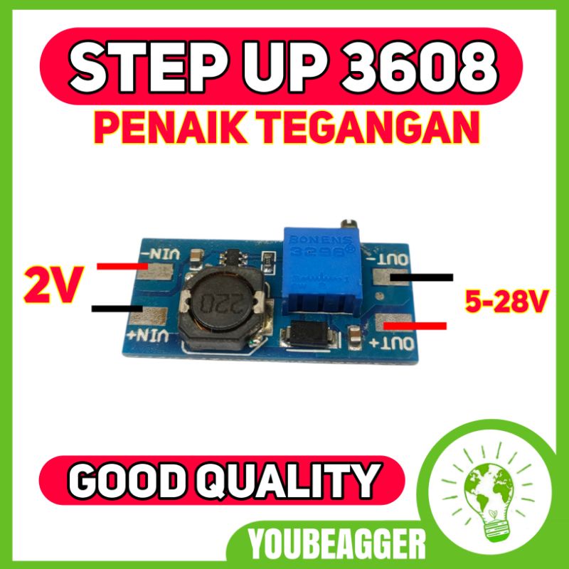 Step up MT3608 penaik tegangan 2-5v to 5-28V