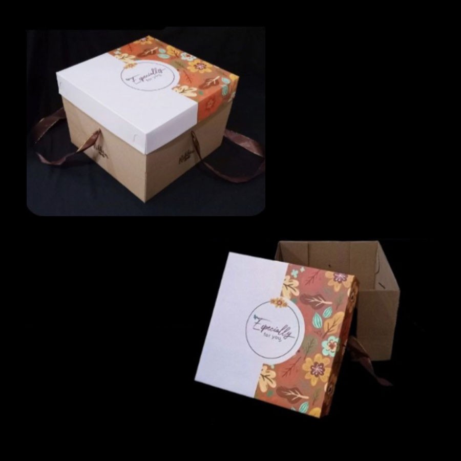 

box packaging parcel kue dus kemasan cake ribbon kotak especially you kardus mini tart size 25x25x18 cm