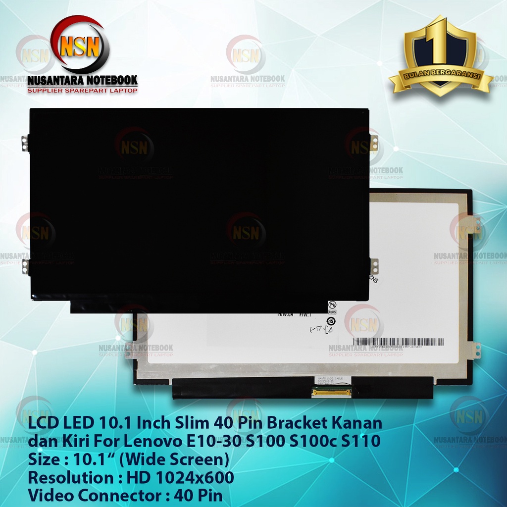 LCD LED 10.1 Inch Slim 40 Pin Lenovo Ideapad E10-30 S100 S100c S110 S10-3 U160