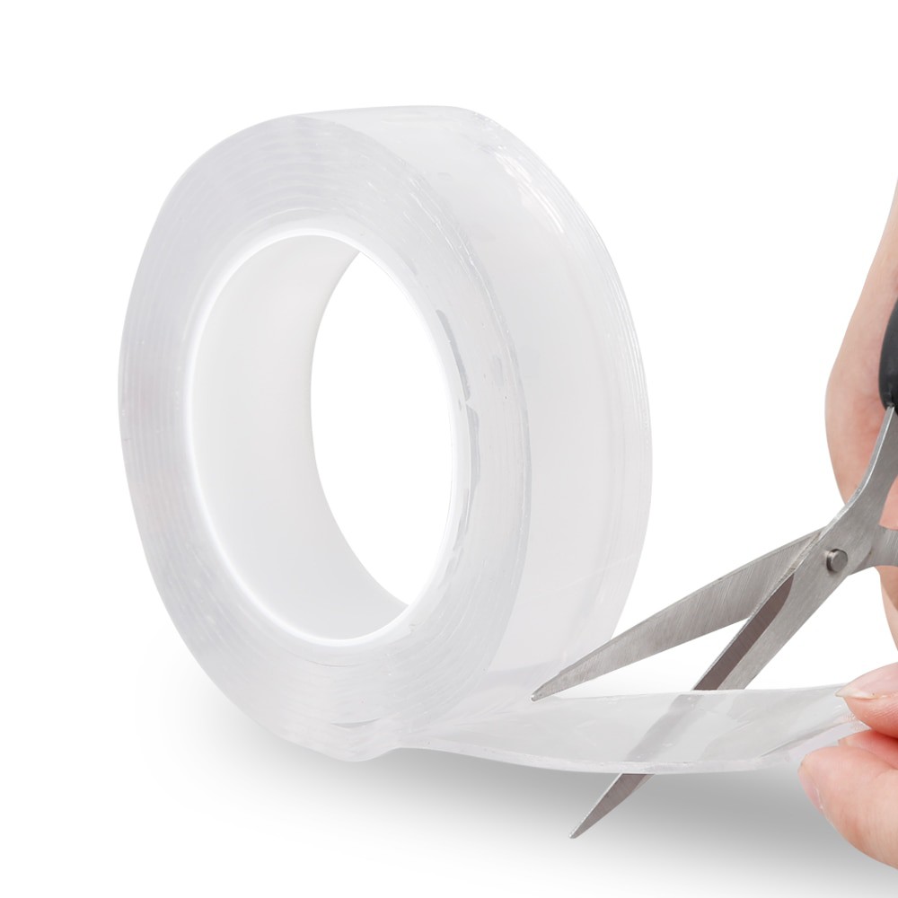 Double Tape Perekat Transparan  Tanpa Bekas No Trace Washable Sticker Ukuran 3 x 0.1 cm