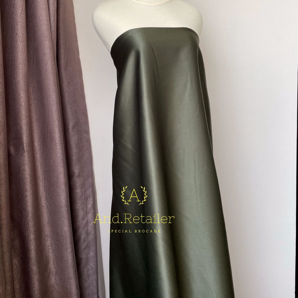 Kain Satin Velvet Premium Warna Hijau Army Bahan Seragaman Bahan Furing Bisa untuk Background Backdrop Foto Produk