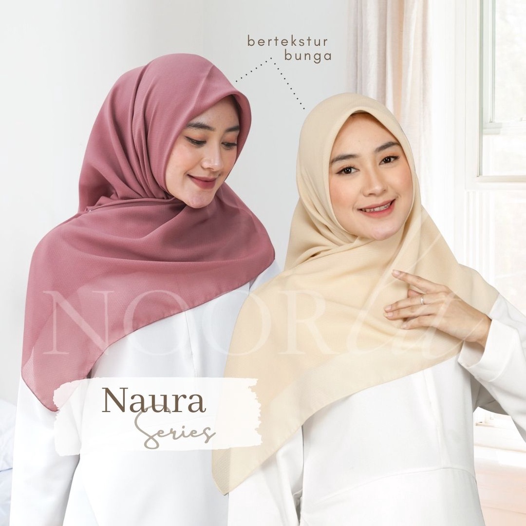 NOORLA - HIJAB SEGIEMPAT NAURA / JILBAB SEGI EMPAT MOTIF BUNGA / KERUDUNG BUNGA PREMIUM