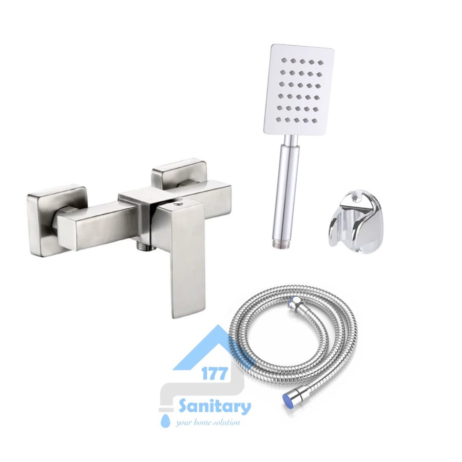 Set Kran Shower Panas Dingin Kotak Stainless 304 - Set Kran Bathtub Mixer Hot Cold Minimalis 66ST