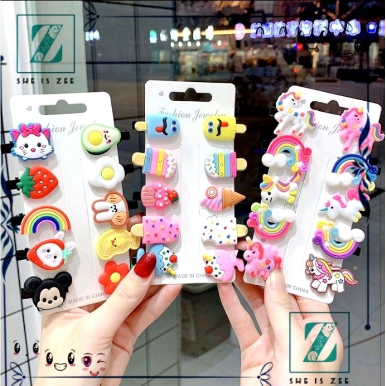 (1 SET - ISI 10 PCS) Jepit Rambut Anak  Model Kartun /Hairpin Rambut Cewek HairClips / aksesoris ram