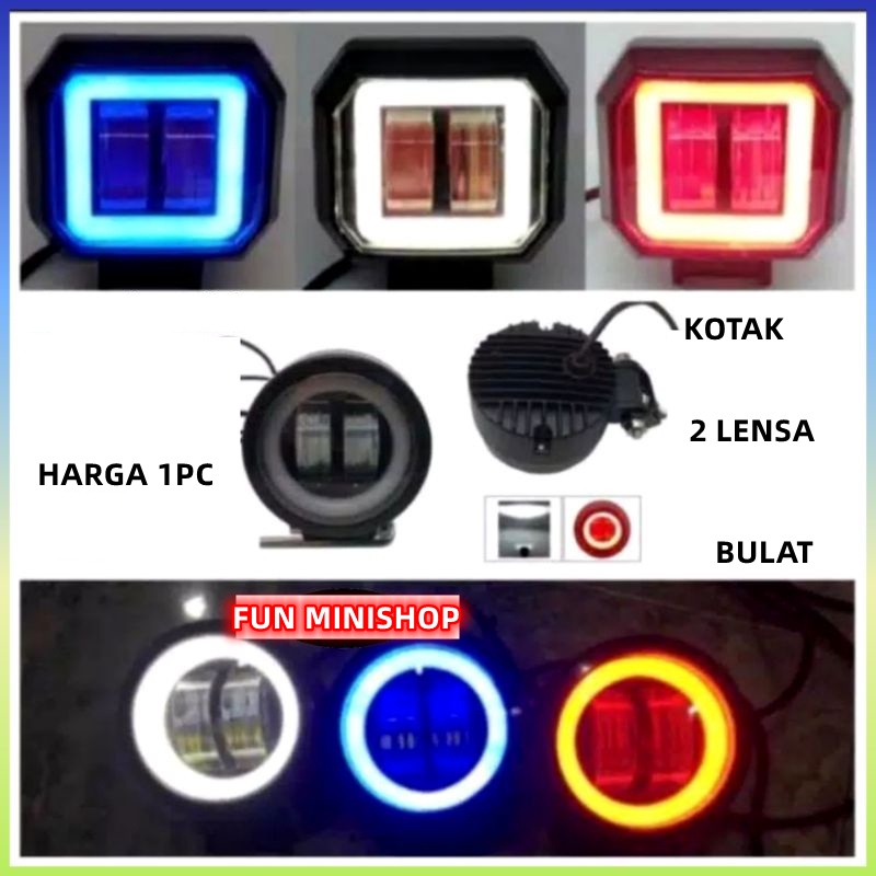 Lampu tembak sorot motor led 2mata lensa Lampu motor mobil DAYMAKER 20W