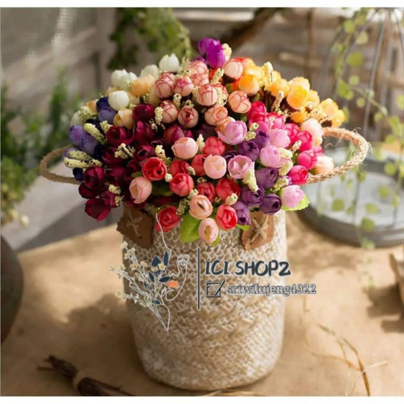 ROSE / BUNGA MAWAR - ISI 15 BUNGA PLASTIK-3