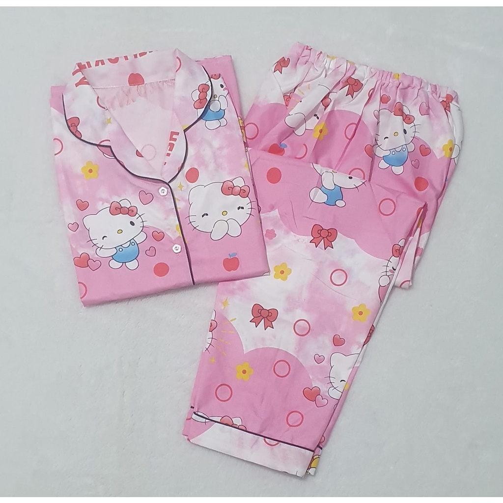 PUSAT PIYAMA / BAJU TIDUR WANITA MOTIF HELLO KITTY / PIYAMA WANITA MOTIF HELLO KITTY / PIYAMA MURAH