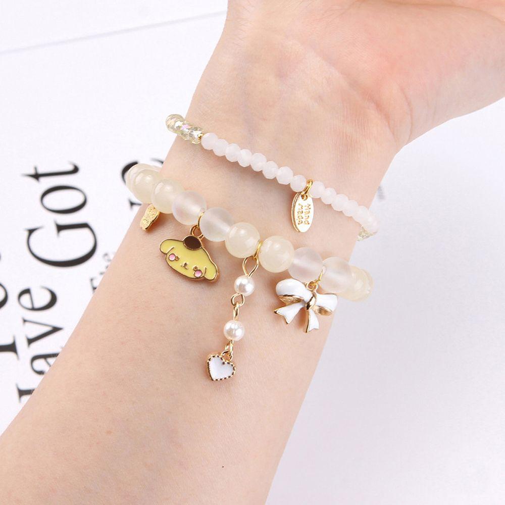 Nickolas1 Gelang Mutiara Fashion Kawaii Gadis Kuromi Mymelody Perhiasan Cinnamoroll Handmade Double-layer Tangan String