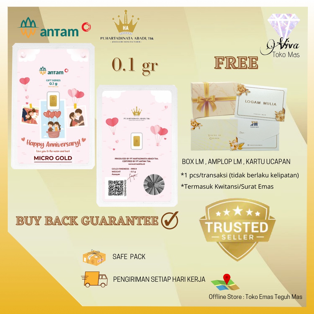 LOGAM MULIA ANTAM MICRO GOLD SERIES ANNIVERSARY PINK 999,9