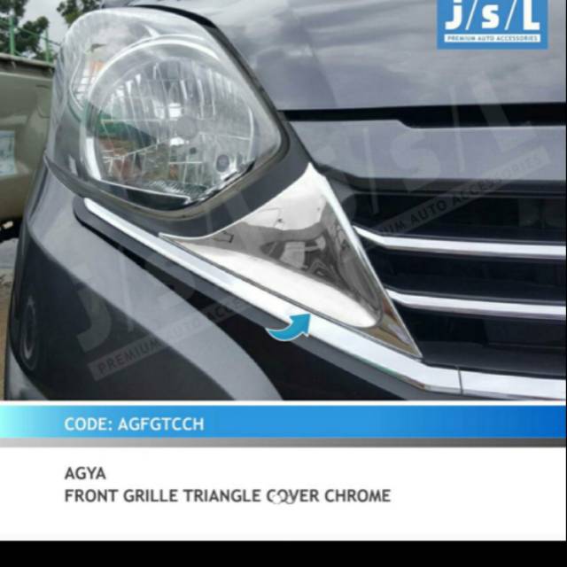 Front grill triangel cover chrome Agya jsl grill segitiga