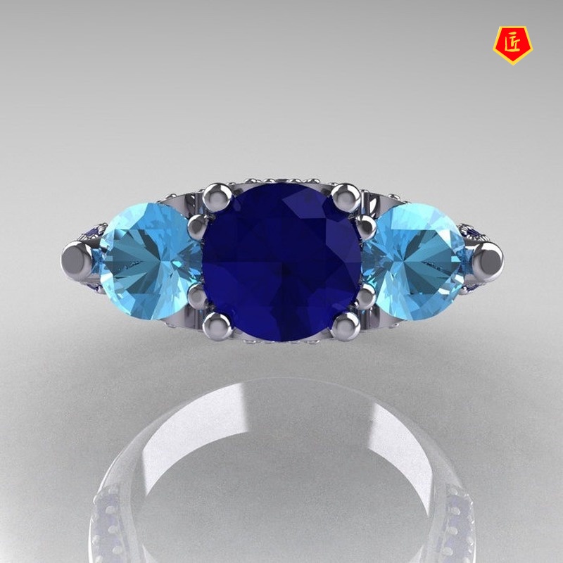 [Ready Stock]Creative Blue Crystal Diamond Ring