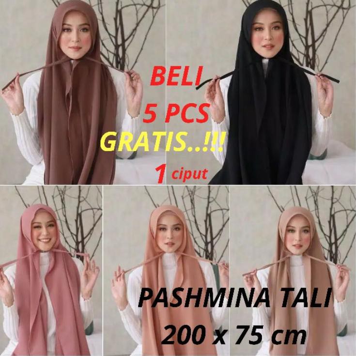 〚REST〛 {PROMO}Hijab pashmina tali 200x75 Kerudung Jilbab pasmina panjang murah