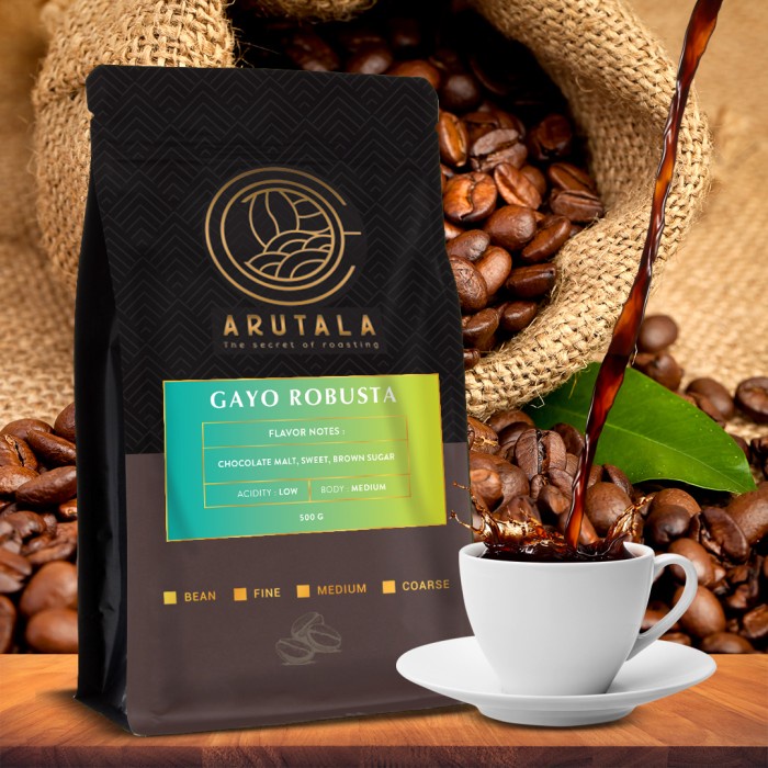 

Kopi-Biji- Arutala Kopi Gayo Alur Badak Robusta Coffee 500 Gram - Biji -Biji-Kopi 750 Minuman-