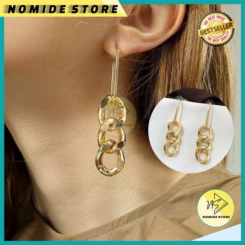 ANTING KOREA WANITA ANTING TUSUK TITANIUM ANTING RANTAI RUMBAI PANJANG GIWANG FASHION WANITA KOREA A