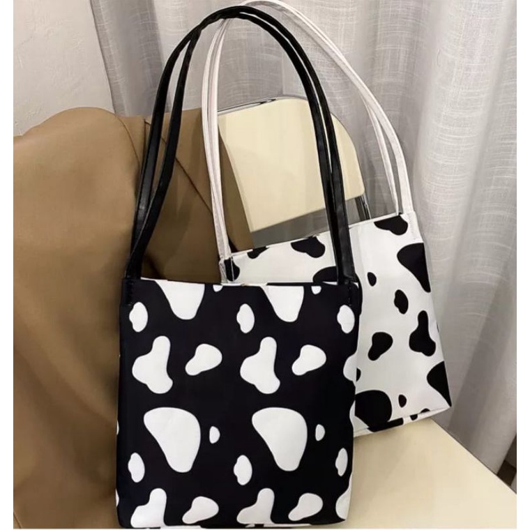 HDS_BAG / TOBACOW TOTEBAG WANITA ToteBag Motif Sapi lucu Totebag Sablon Bahan Dinnir