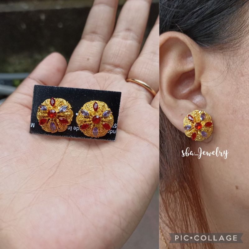 giwang tusuk alpaka bali lapis emas