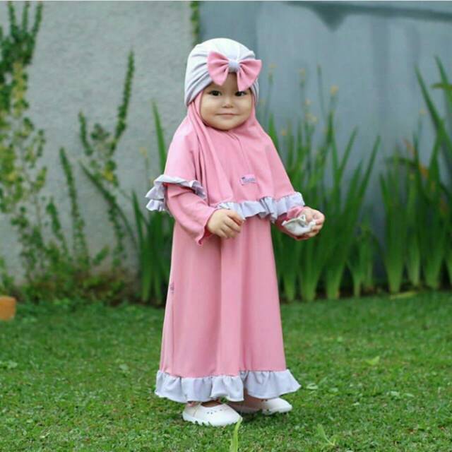 Gamis Rempel pink-abu