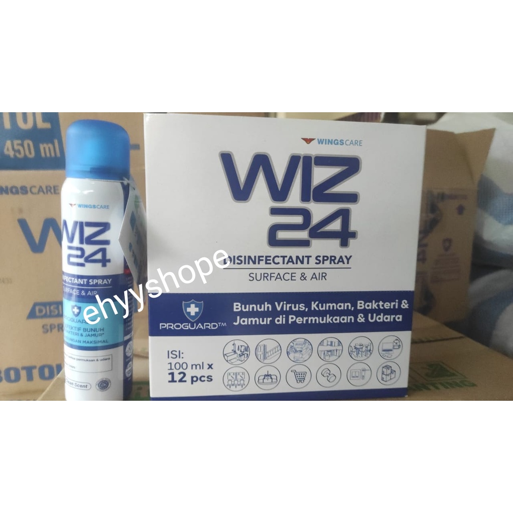 WIZ 24 Desinfektan SPRAY Udara Ruangan AEROSOL 100ml Air Disinfectant Spray Wings Saniter wiz24