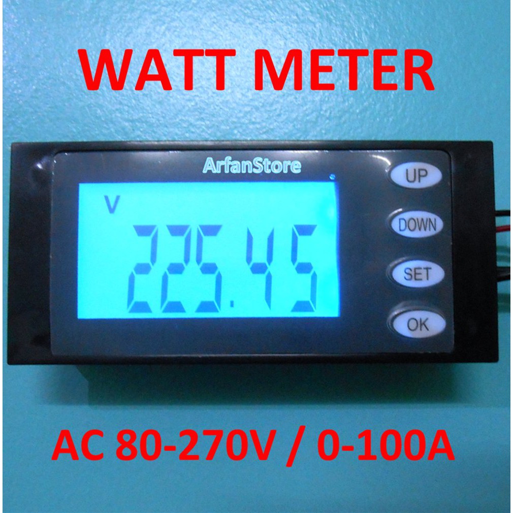 Digital Volt Amp Watt Ampere Kwh Meter Voltmeter AC 220V 100A Ammeter Termurah