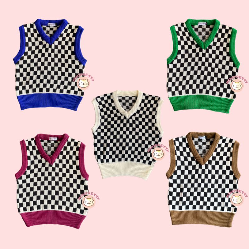 Rompi Rajut Catur / Checkerboard Vest Knit