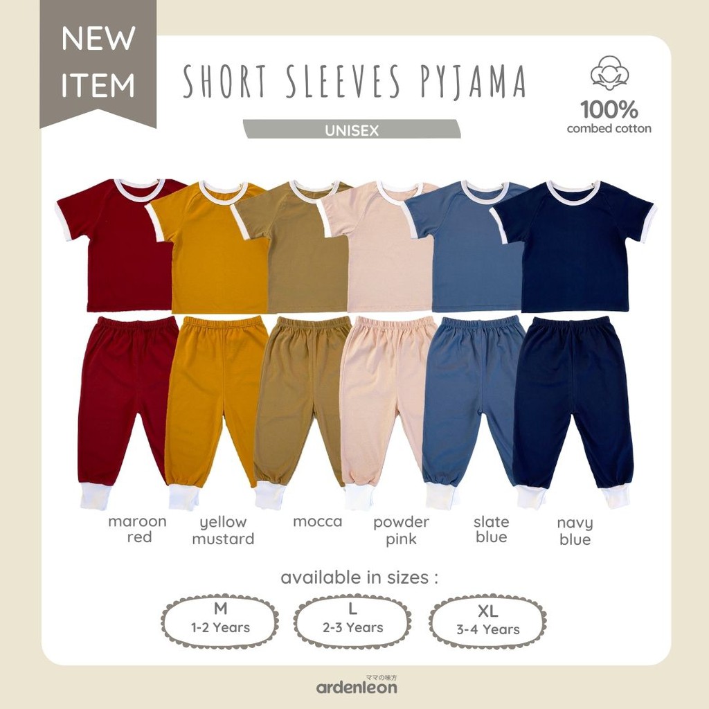 ARDENLEON Short Sleeves Pyjama Set Atasan Pendek Celana Panjang SBC