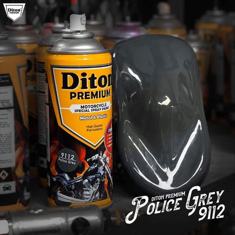 Pilok abu abu Police Grey 9112 Diton Premium Cat Spray Sepeda Motor Mobil Helm Velg