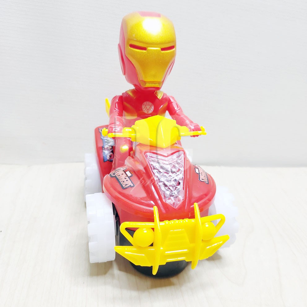 Avengers Assemble Iron Man Mainan Motor ATV Off Road Bump Go Musik Lampu