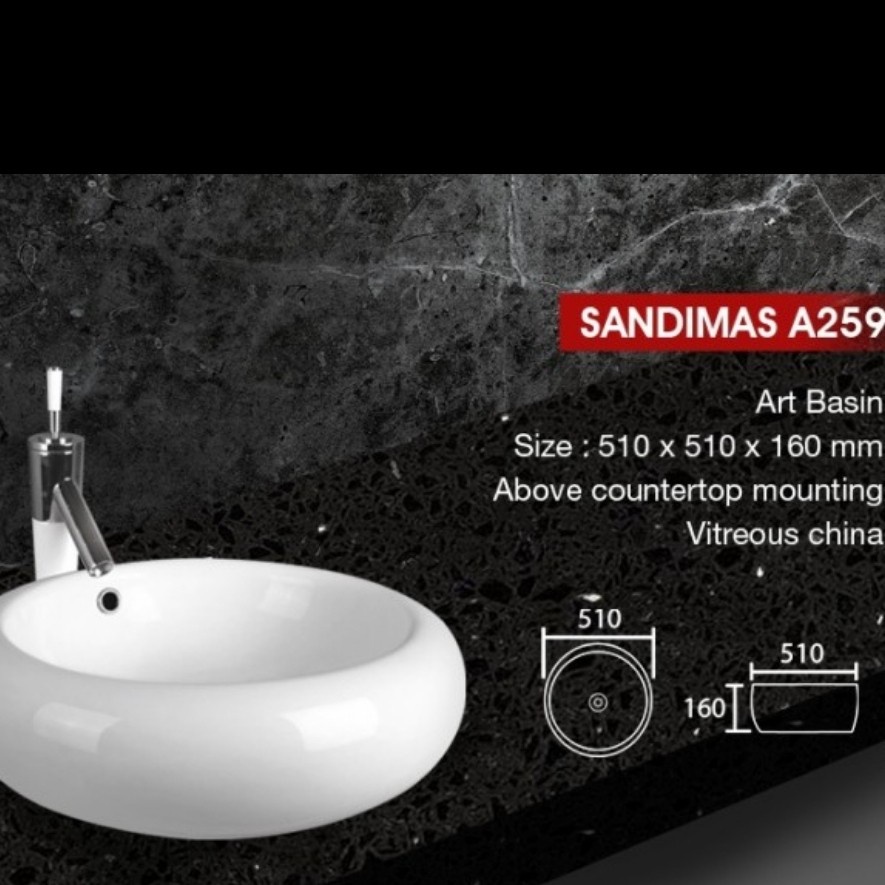 Sandimas Washtafel / Wastafel Basin A259 / A259 white