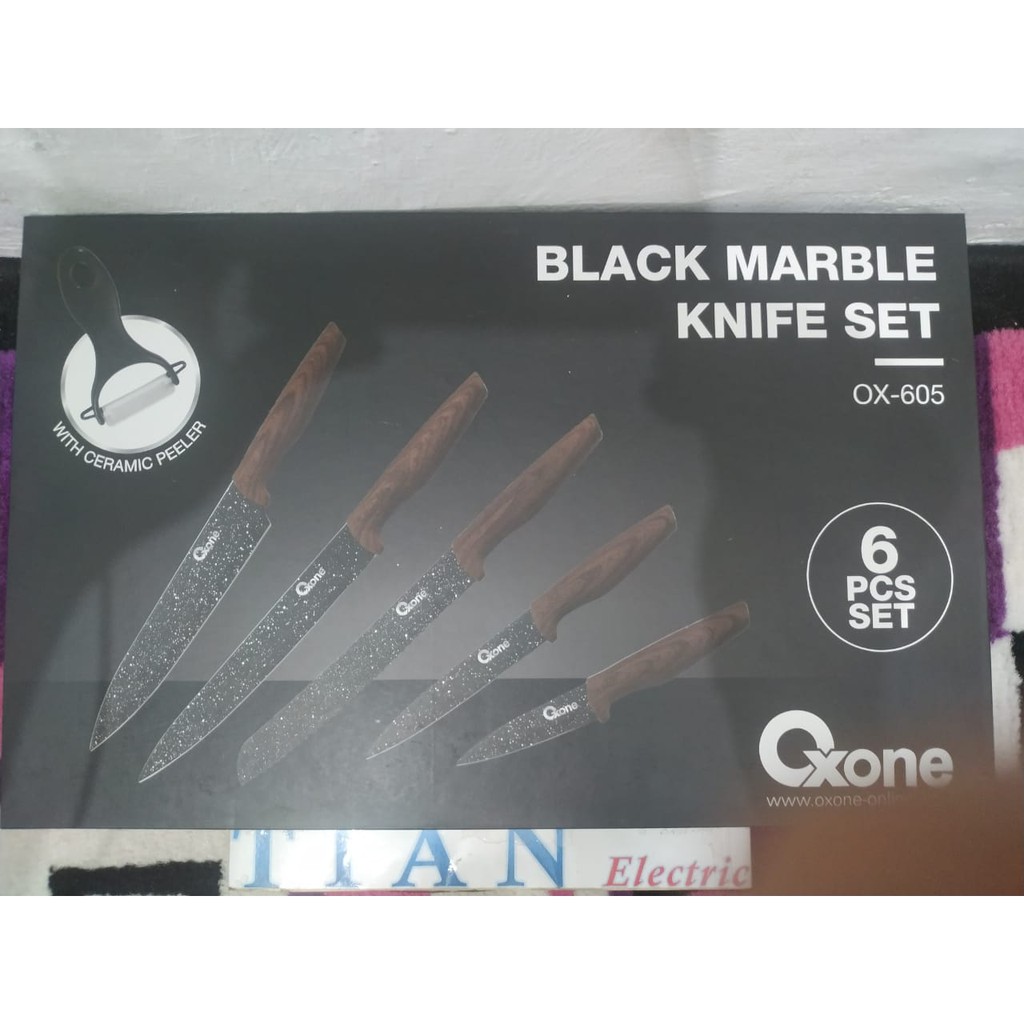 OXONE OX-605 Black Marble Knife Set