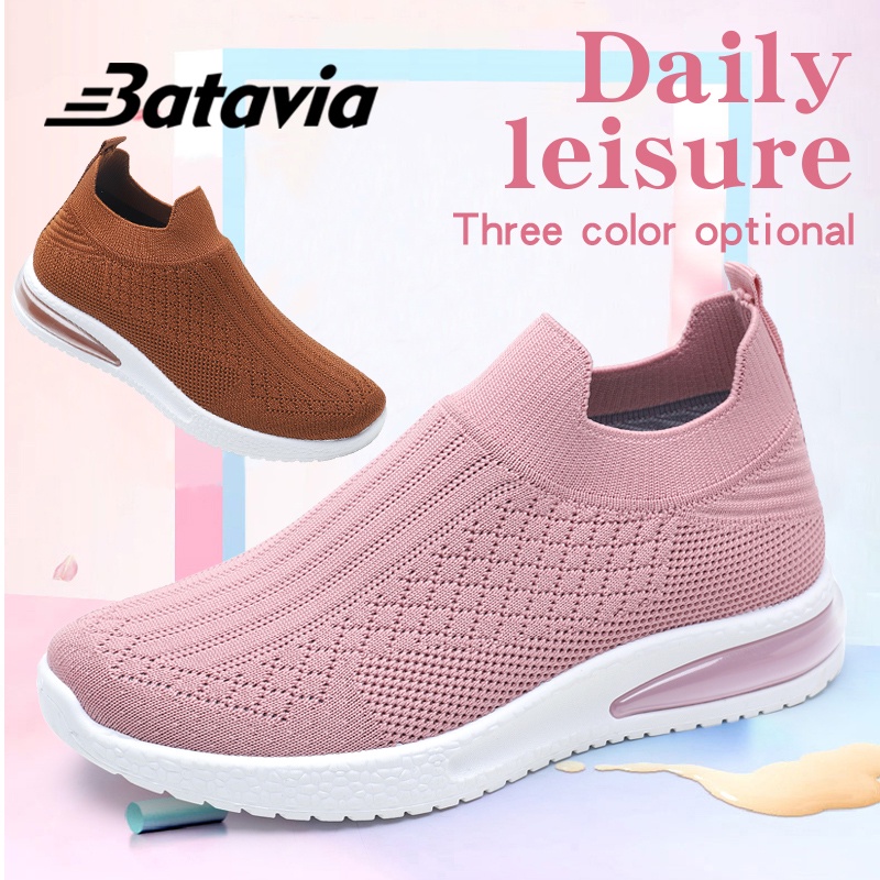 (COD)Batavia Sepatu Fashion Shoes baru sepatu wanita olahraga rajut premium bernapas sepatu joging luar ruangan N5