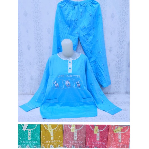 Baju tidur PP jumbo Tessa LD 116  celana panjang lengan panjang jumbo-4