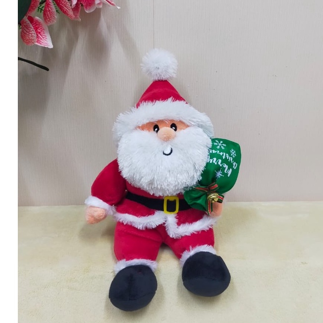 Boneka Natal Santa Jenggot 43cm/10&quot;/boneka christmas/boneka santa/Aksesoris Natal/Kado NAtal