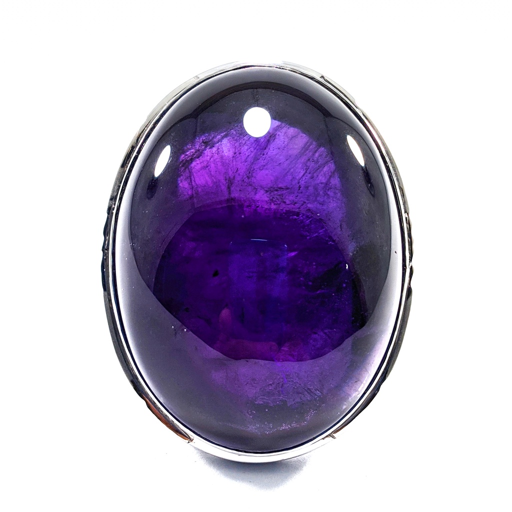 Natural Kecubung Ungu Amethyst Crystal Oval Cabochon Shape Cut Mulus Dan Mewah