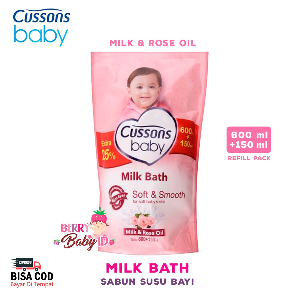 Cussons Baby Milk Bath Soft &amp; Smooth Sabun Bayi 750 Ml Refill Pack Berry Mart