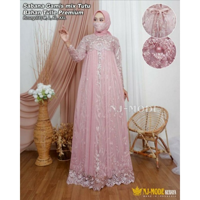 GAMIS BRUKAT TILLE LAYLA MODEL TERBARU/MOTIF TERBARU GAMIS KODANGAN/PESTA DRESS KONDANGAN-5