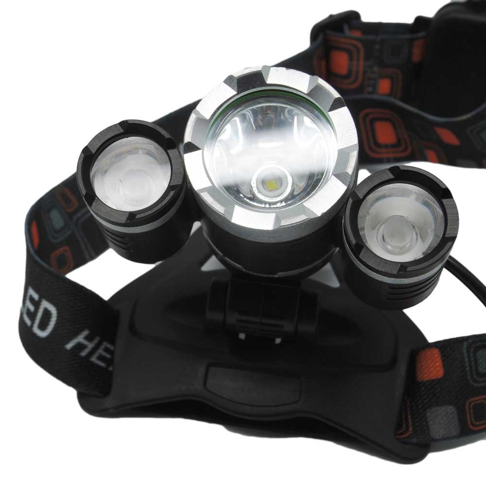 Headlamp 3 LED 5000 Lumens Cree XM-L - T6  Black/senter kepala/headlamp/borut