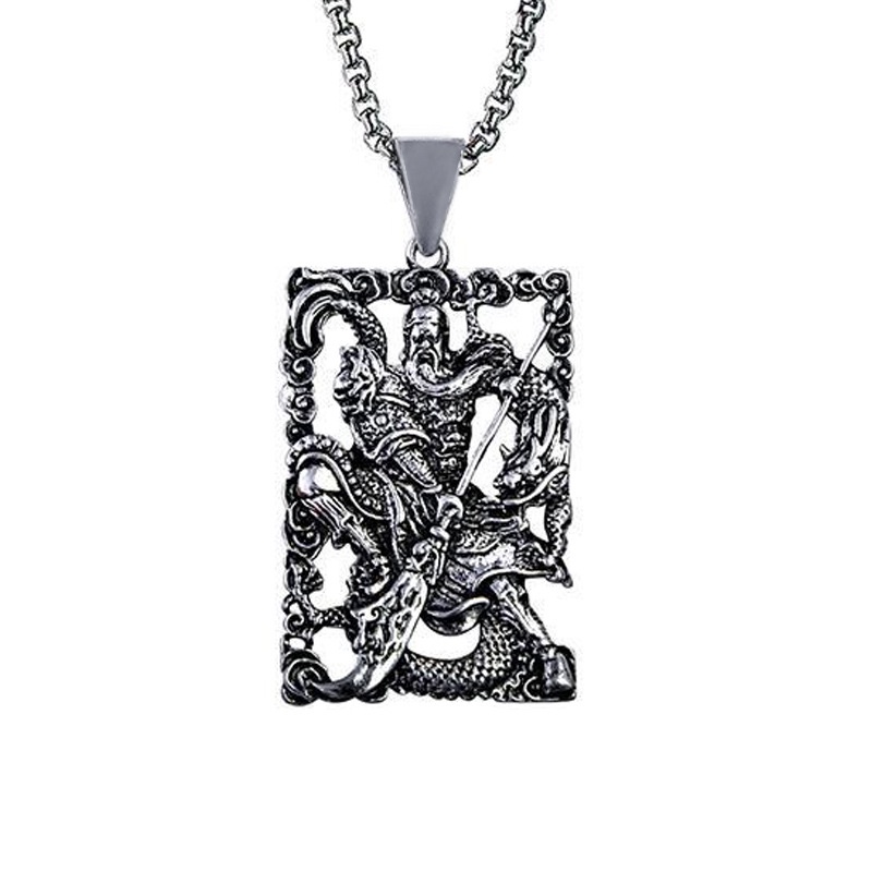 Selebriti Internet Guan Yu kalung retro disco Pria Guan Yu liontin kepribadian Fashion kalung trendy