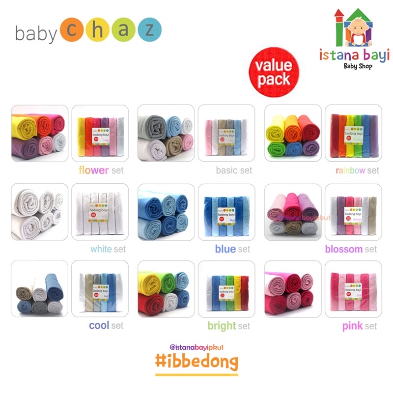 Baby Chaz Bedong Rainbow 6 in 1/bedong bayi isi 6 /selimut bayi