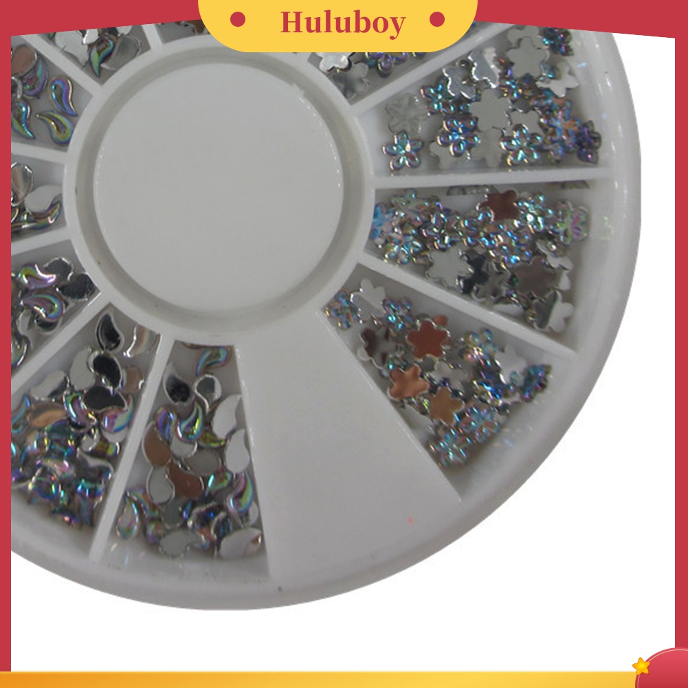 Huluboy Huluboy♡ Berlian Imitasi Bentuk Bunga Warna AB Untuk Dekorasi Nail Art