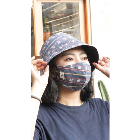 Masker dan Topi Grey by Pagi Earloop Headloop Hijab 2 Layer Katun Strap Konektor Gresik Sidoarjoh