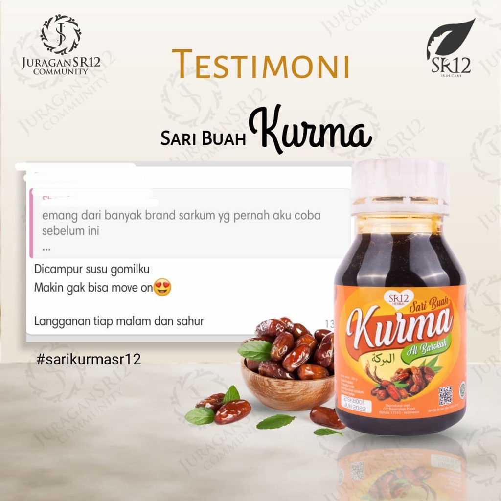 Sari Kurma SR12 SR 12 Asli Penambah Stamina Pria Laki Laki Dewasa Obat Herbal Anemia Hipertensi Darah Tinggi Pelancar Pencernaan Anti Inflamasi Antioksidan