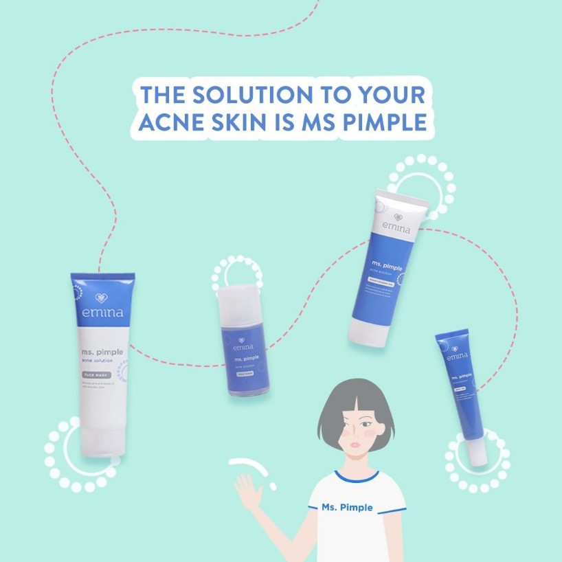 ⭐BAGUS⭐ EMINA MS PIMPLE ACNE SOLUTION | Skincare Kulit Berjerawat Calming Exfoliating Toner Serum