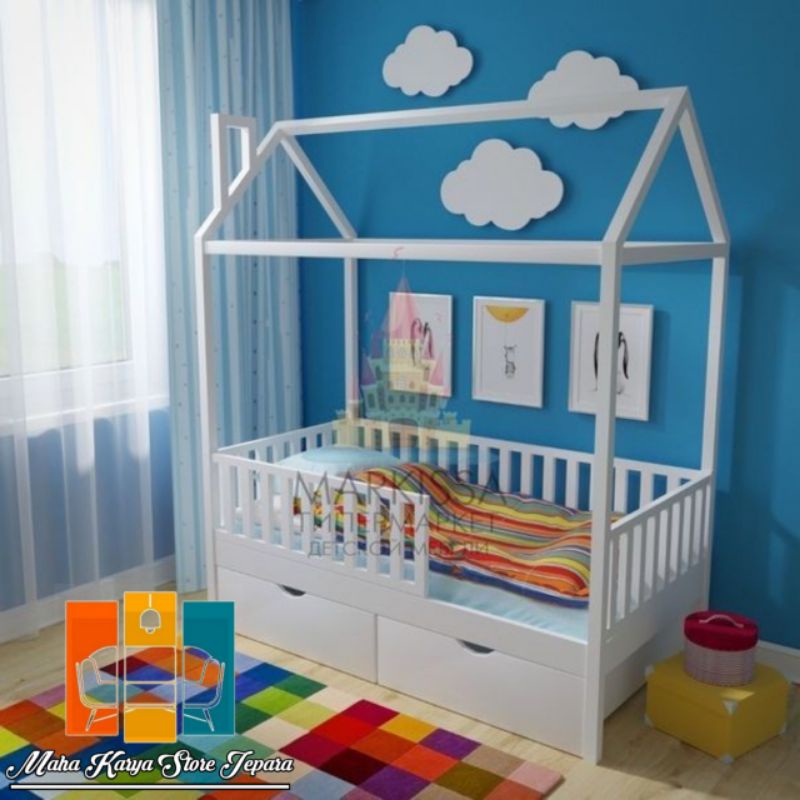 dipan anak minimalis laci ukuran kasur 90x200 MKSJ 044