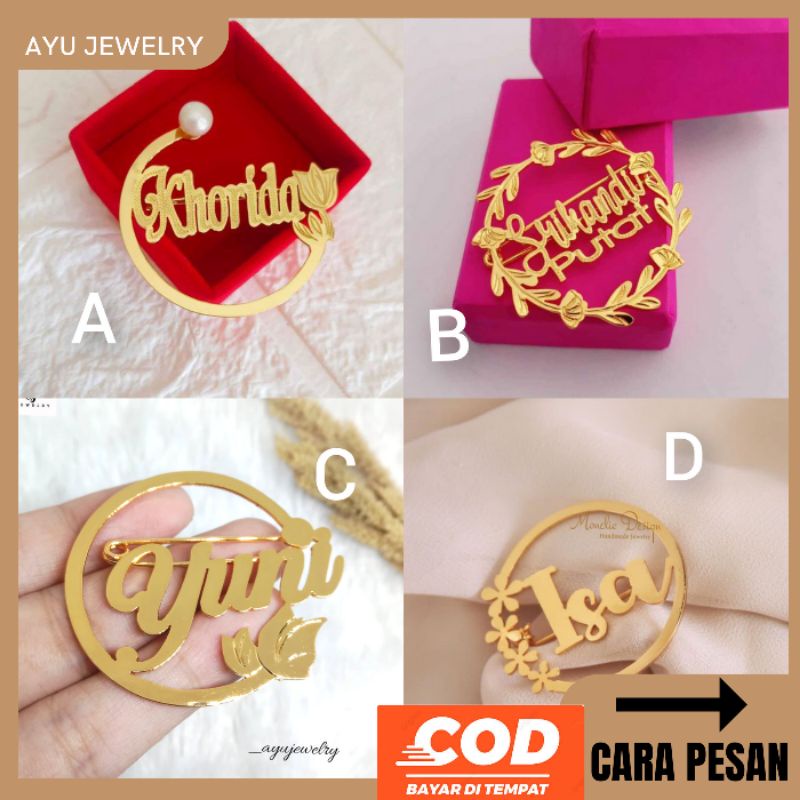 Bros Custom Nama/Logo Bros Hijab Pin Nama Titanium