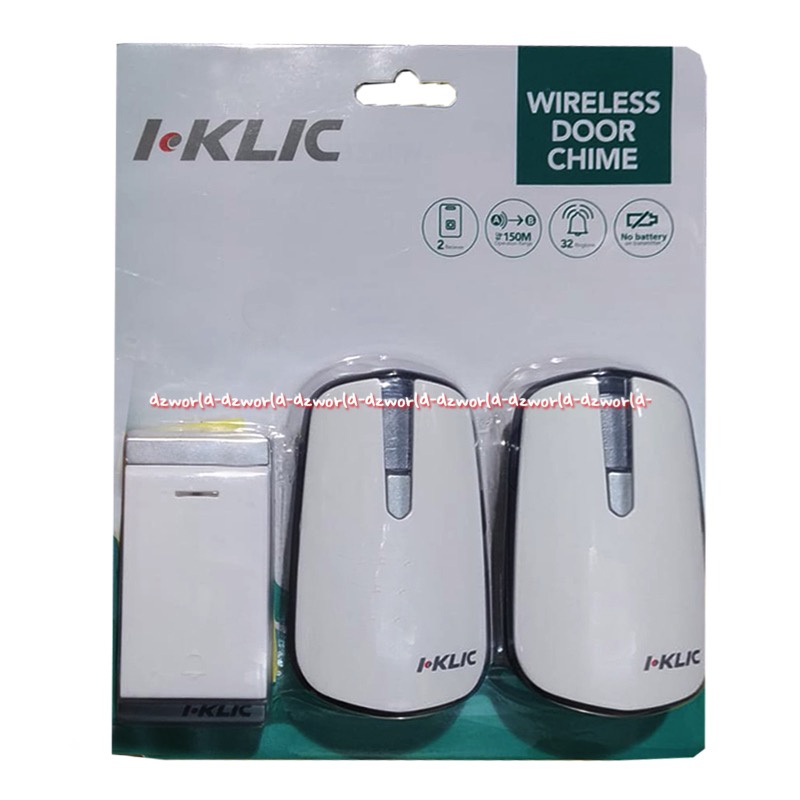 I-Klic Wireless Door Chime Bell Pintu Bel Tanpa Kabel Isi 2 Bel Pagar wairles Moztec  I-click I-Klic iKlic Iklik