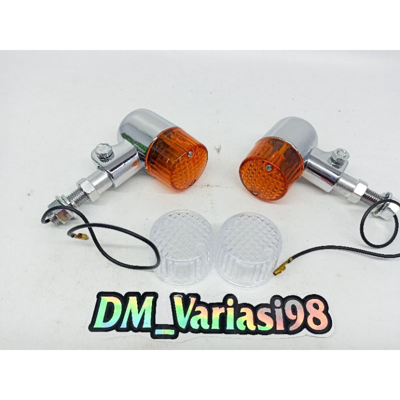 Lampu Sen CB GL Bonus Mika Kaca 2bj | lampu sein cb gl reteng palu bulat bahan plastik