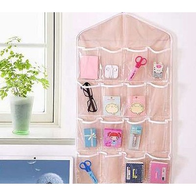 Hanger Plastik Gantung 16 Kantong Serbaguna Multifungsi Organizer Pouch Korean / Gantungan Wadah Serbaguna 16 Pouch